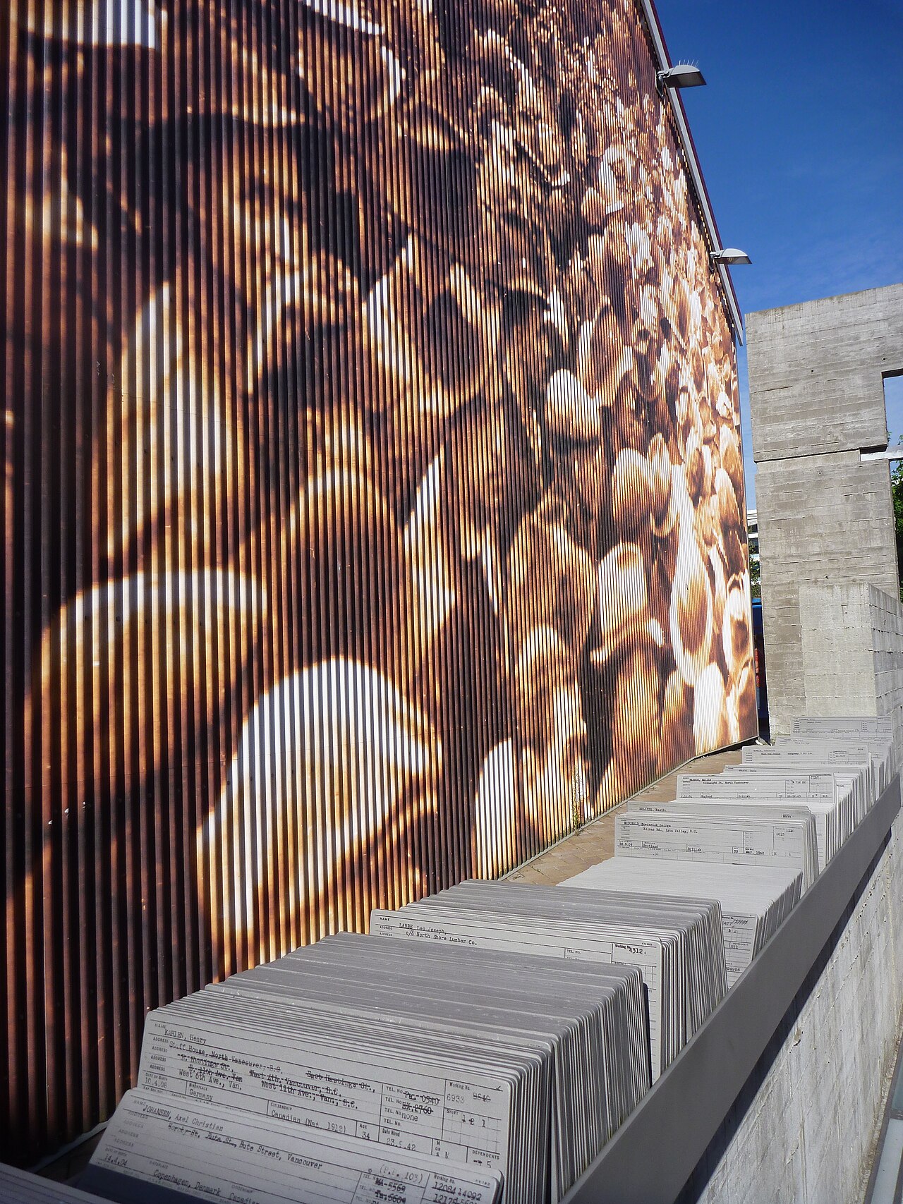 Public art on a wall at The Shipyards in North Vancouver